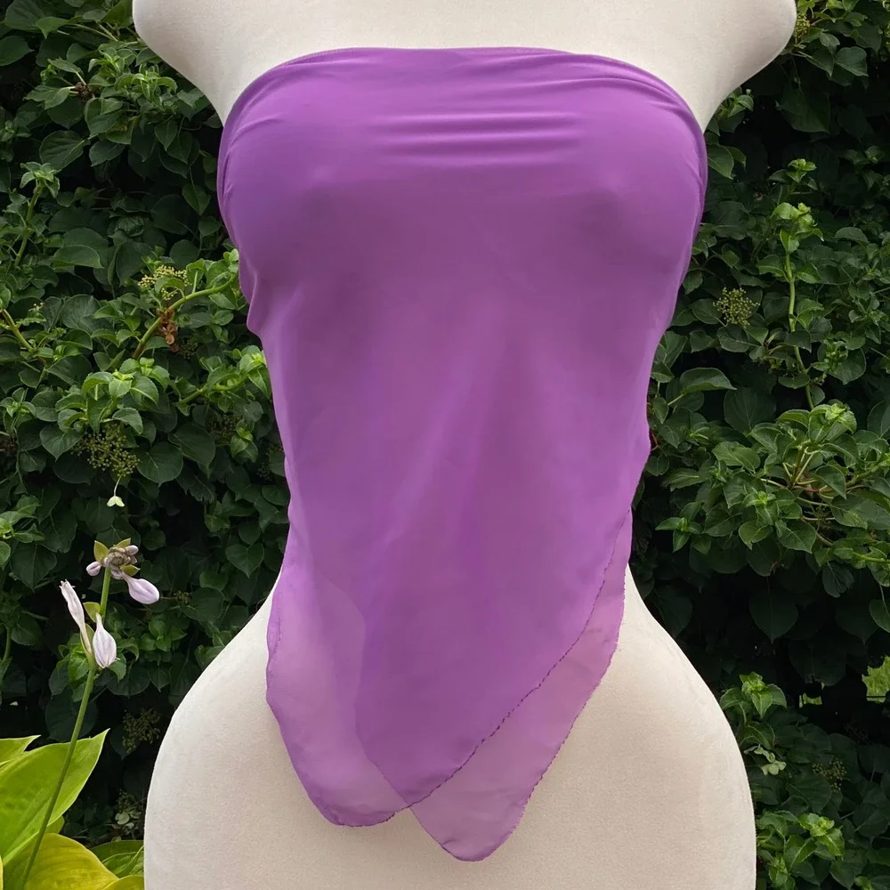 Y2K Scarf Top Women's OS Purple Micromesh Sarong Festival Fairycore Sheer Beachy